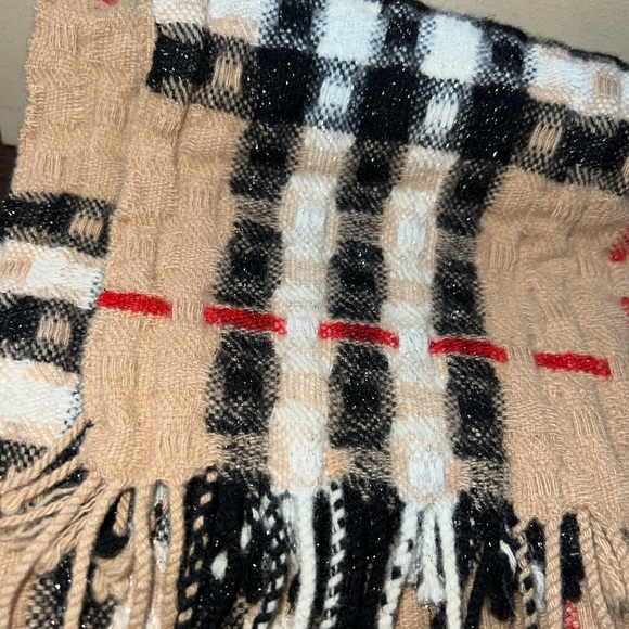 Burberry Glitter Sparkly Nova Check Merino Wool Cashmere Knit Scarf Authentic - Picture 4 of 7